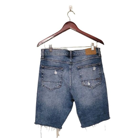 Aero Womens Pants Blue 29 Bermuda Slim Cut-Off Shorts Frayed Distressed Stretch - Picture 4 of 6